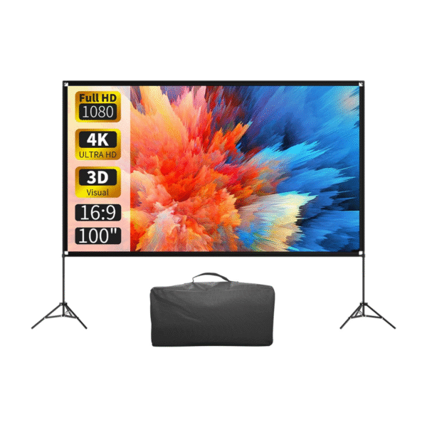 מסך 120″ למקרן כולל מעמד מבית VISULAPEX